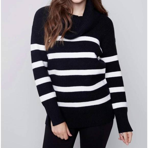 NEW CHARLIE B quinn sweater in black/white - Picture 1 of 6